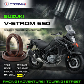 Fork Oil Seals Pair For Suzuki V-Strom 650 (2017-2022) - CPF55-120 - CRANK1