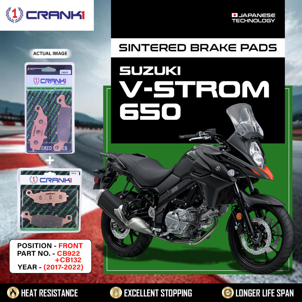 Sintered Brake Pads For Suzuki V-Strom 650 (2017-2022) - Front - CB922 + CB132 - 2 Sets - CRANK1