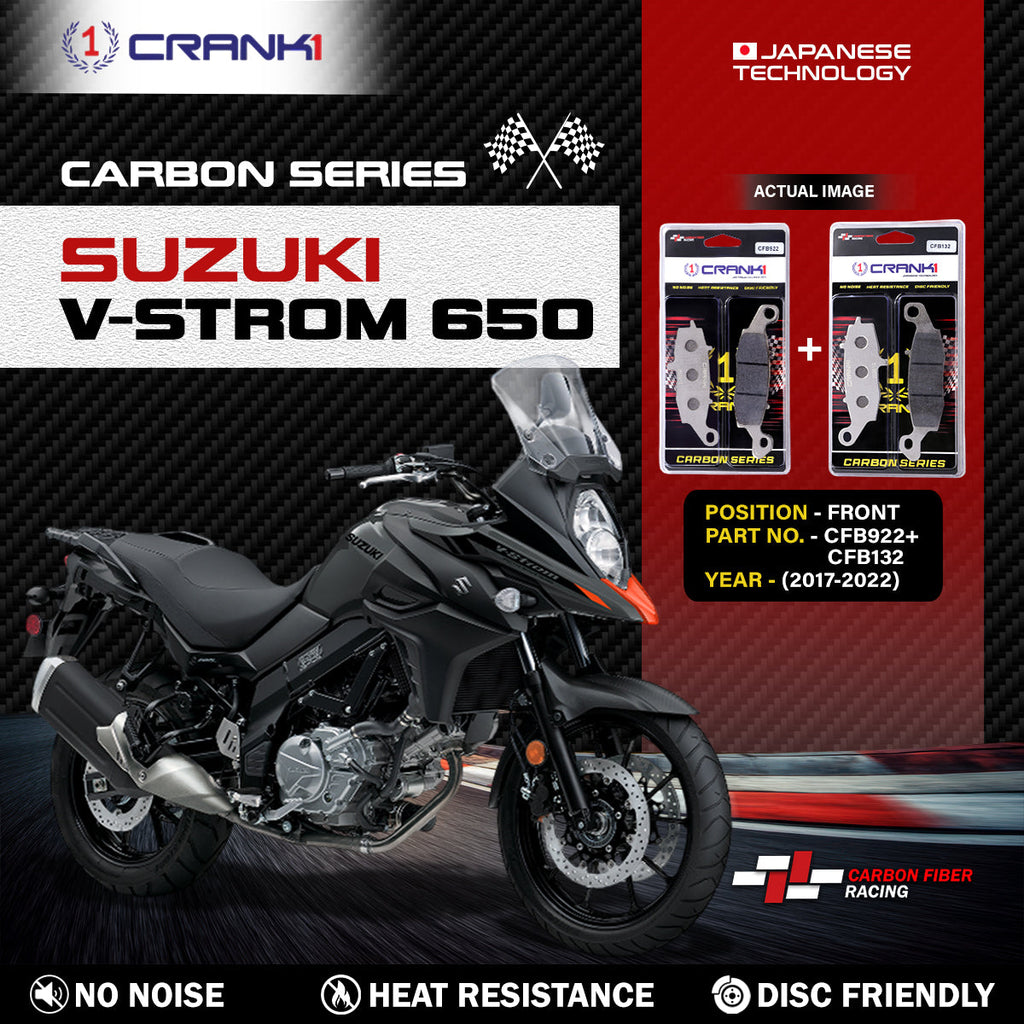 Carbon Brake Pads For Suzuki V-Strom 650 (2017-2022) - Front - CFB922 + CFB132 - 2 Sets - CRANK1
