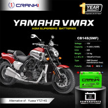 Load image into Gallery viewer, Battery For Yamaha VMAX (2009-2020) - CB14S - Factory Activated - CRANK1