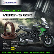 Load image into Gallery viewer, Fork Oil Seals Pair For Kawasaki Versys 650 (2022 Onwards) - CPF55-119 - CRANK1