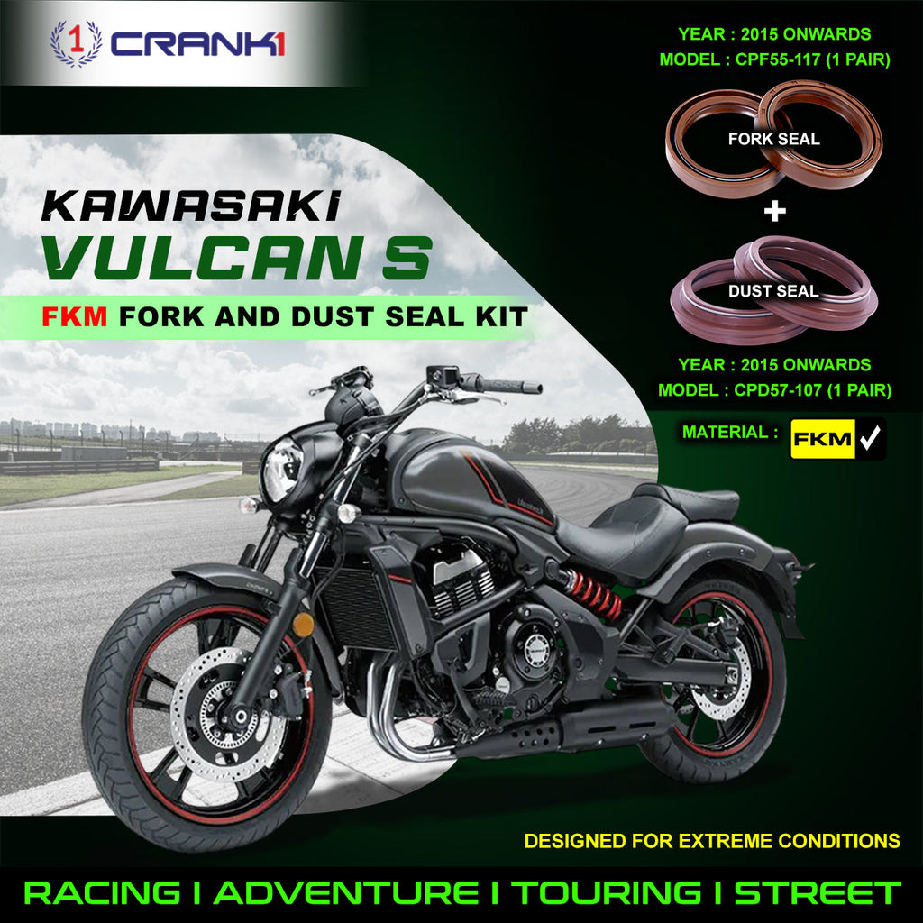 Fork And Dust Seals Kit For Kawasaki Vulcan S (2015 Onwards) - CRANK1