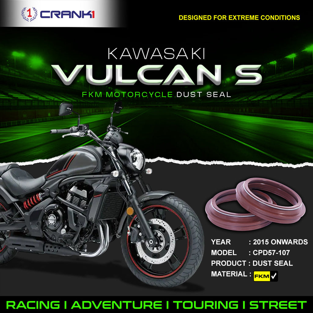Fork Dust Seals Pair For Kawasaki Vulcan S (2015 Onwards) - CPD57-107 - CRANK1