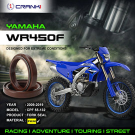 Fork Oil Seals Pair For Yamaha WR450F (2009-2019) - CPF55-132 - CRANK1