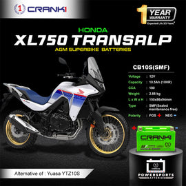 Battery For Honda XL750 Transalp - CB10S - Factory Activated - CRANK1