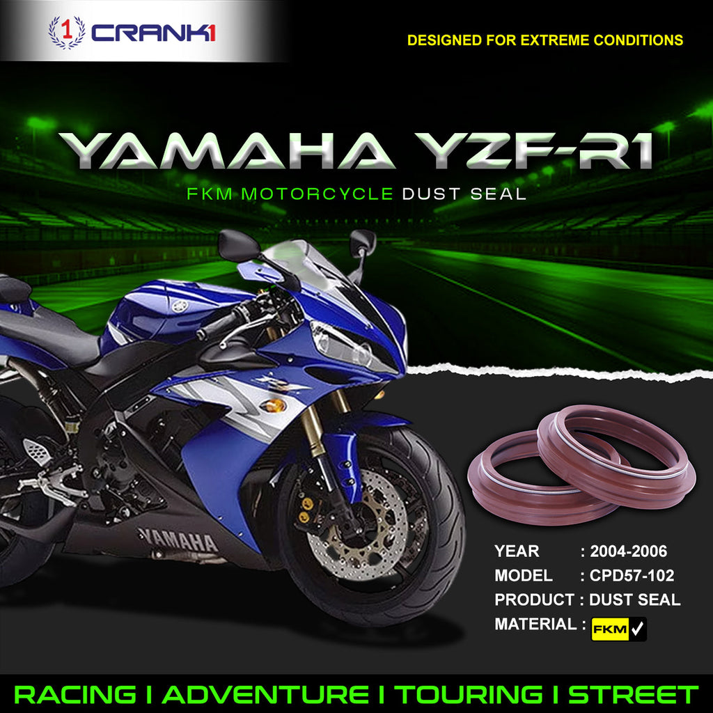 Fork Dust Seals Pair For Yamaha YZF-R1 (2004-2006) - CPD57-102 - CRANK1