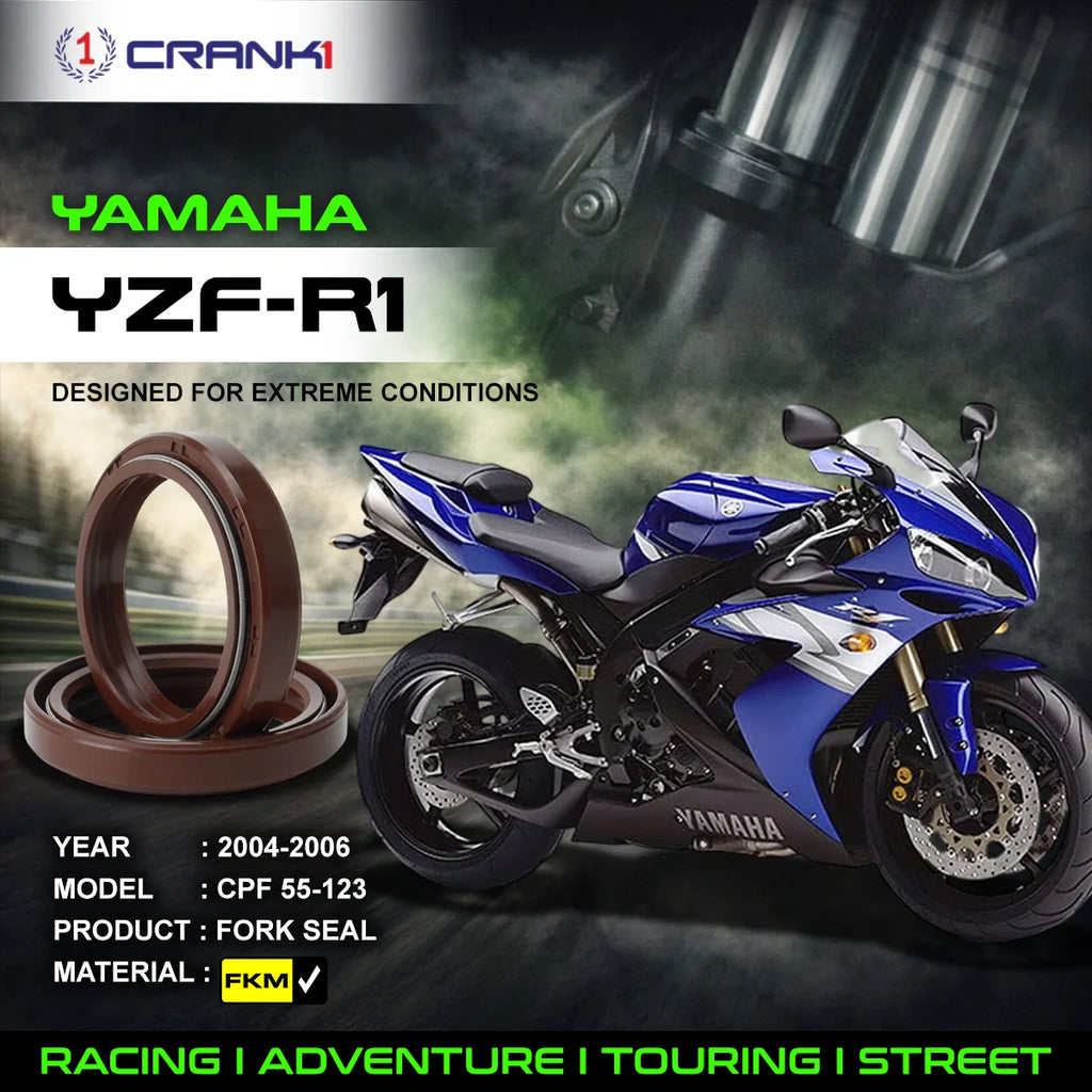 Fork Oil Seals Pair For Yamaha YZF-R1 (2004-2006) - CPF55-123 - CRANK1