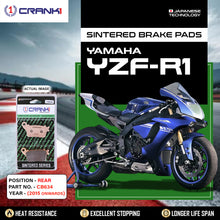 Load image into Gallery viewer, Sintered Brake Pads For Yamaha YZF-R1 (2015 Onwards) - Rear - CB634 - 1 Set - CRANK1