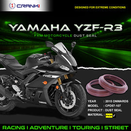 Fork Dust Seals Pair For Yamaha YZF-R3 (2015 Onwards) - CPD57-107 - CRANK1