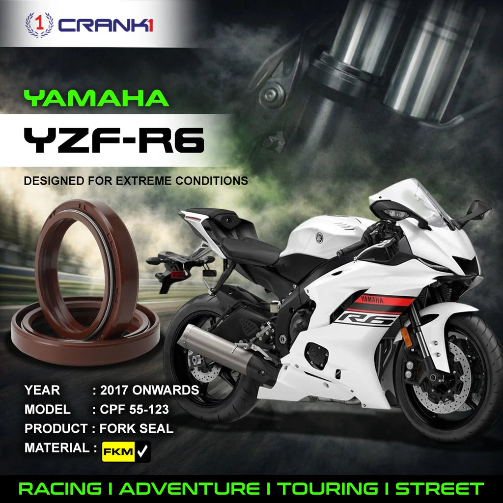 Fork Oil Seals Pair For Yamaha YZF-R6 (2017 Onwards) - CPF55-123 - CRANK1