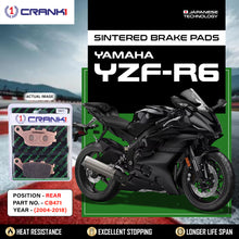 Load image into Gallery viewer, Sintered Brake Pads For Yamaha YZF-R6 (2004-2018) - Rear - CB471 - 1 Set - CRANK1