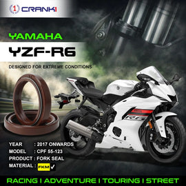 Fork Oil Seals Pair For Yamaha YZF-R6 (2017 Onwards) - CPF55-123 - CRANK1