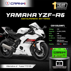 Battery For Yamaha YZF-R6 (2010-2025) - CB10S - Factory Activated - CRANK1