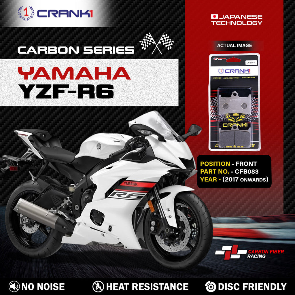 Carbon Brake Pads For Yamaha YZF-R6 (2017 Onwards) - Front - CFB083 - 2 Sets - CRANK1