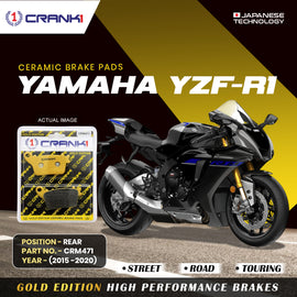Ceramic Brake Pad For Yamaha YZF-R1 (2015-2020) - Rear - CRM471 - 1 Set - Crank1