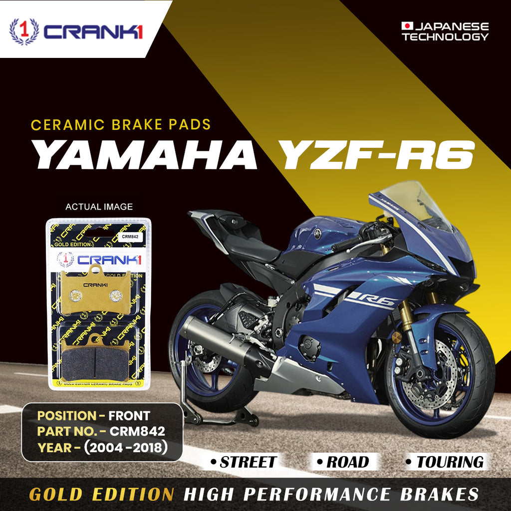 Ceramic Brake Pad For Yamaha YZF-R6 (2004-2018) - Front - CRM842 - 2 Sets- CRANK1