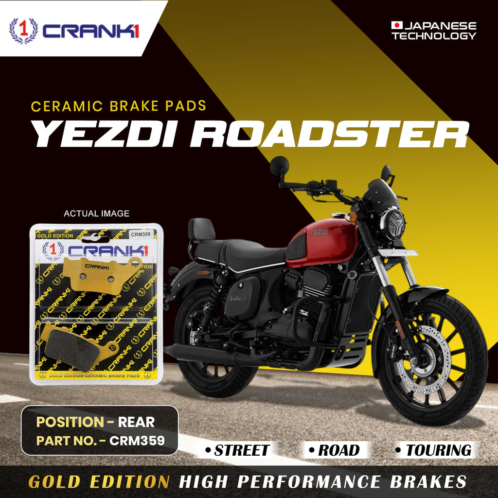 Ceramic Brake Pad For Yezdi Roadster - Rear - CRM359 - 1 Set - CRANK1