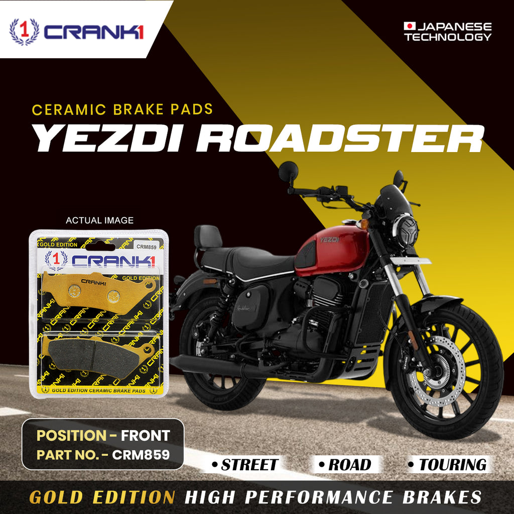 Ceramic Brake Pad For Yezdi Roadster - Front - CRM859 - 1 Set - CRANK1