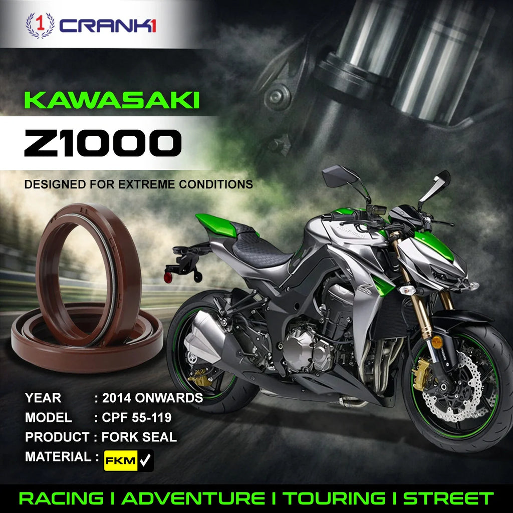 Fork Oil Seals Pair For Kawasaki Z1000 (2014 Onwards) - CPF55-119 - CRANK1