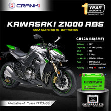 Load image into Gallery viewer, Battery For Kawasaki Z1000 ABS (2014-2025) - CB12A-BS - Factory Activated - CRANK1