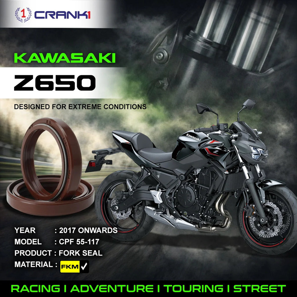 Fork Oil Seals Pair For Kawasaki Z650 (2017 Onwards) - CPF55-117 - CRANK1