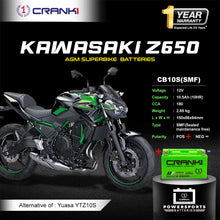 Load image into Gallery viewer, Battery For Kawasaki Z650 (2017-2025) - CB10S - Factory Activated - CRANK1