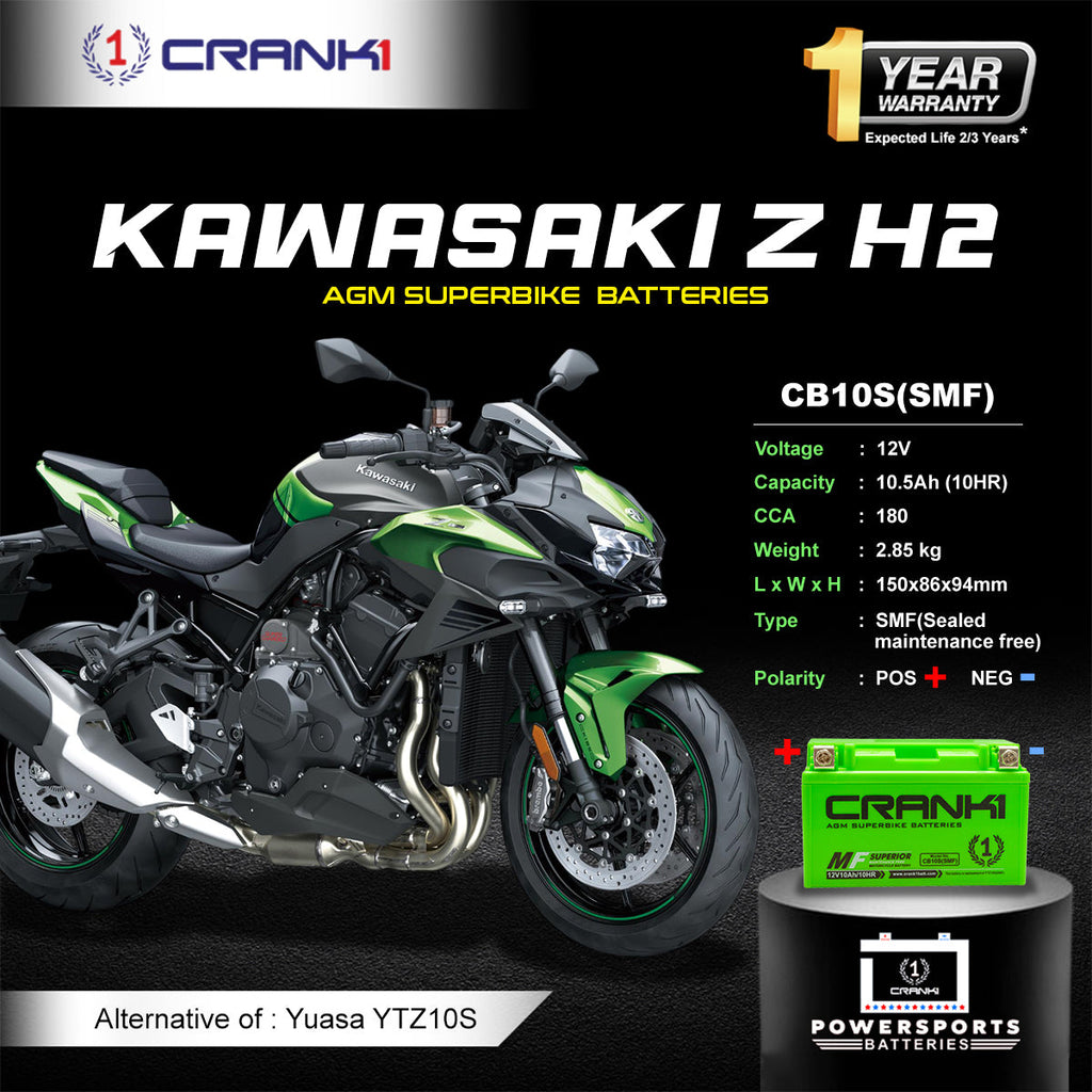 Battery For Kawasaki Z H2 (2022-2025) - CB10S - Factory Activated - CRANK1