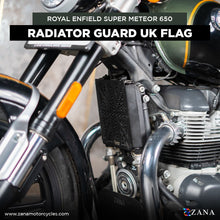 Load image into Gallery viewer, Zana-New UK Flag Radiator Guard For Royal Enfield Super Meteor 650 (Black)