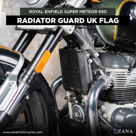 Zana-New UK Flag Radiator Guard For Royal Enfield Super Meteor 650 (Black)
