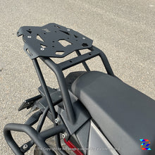 Load image into Gallery viewer, ZANA-TOP RACK WITH NEW PLATE COMPATIBLE WITH PILLION BACKREST TEXTURE MATT BLACK DOMINAR (2019-2022)