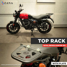 Load image into Gallery viewer, ZANA- Top Rack With Plate W-1 Compatible With Pillion Backrest For Royal Enfield Hunter 350