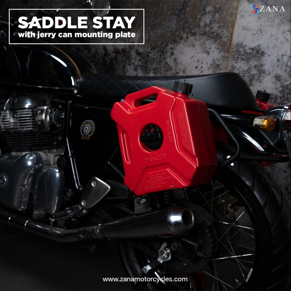 ZANA-SADDLE STAYS WITH EXHAUST SHEILD WITH JERRY CAN MOUNTING TEXTURE MATT BLACK FOR GT/INTERCEPTOR650