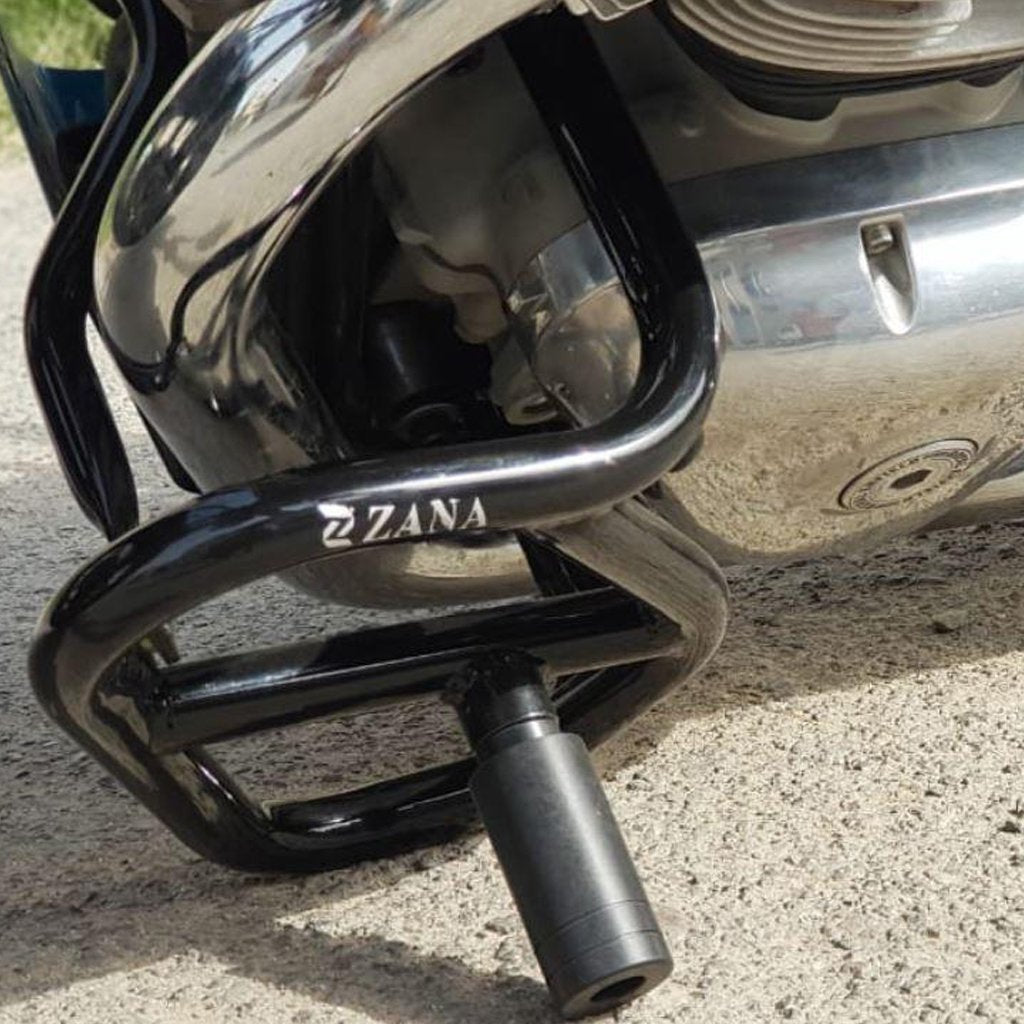 Zana Engine Guard Glossy with Sliders - Black for RE Interceptor 650 & Continental GT 650