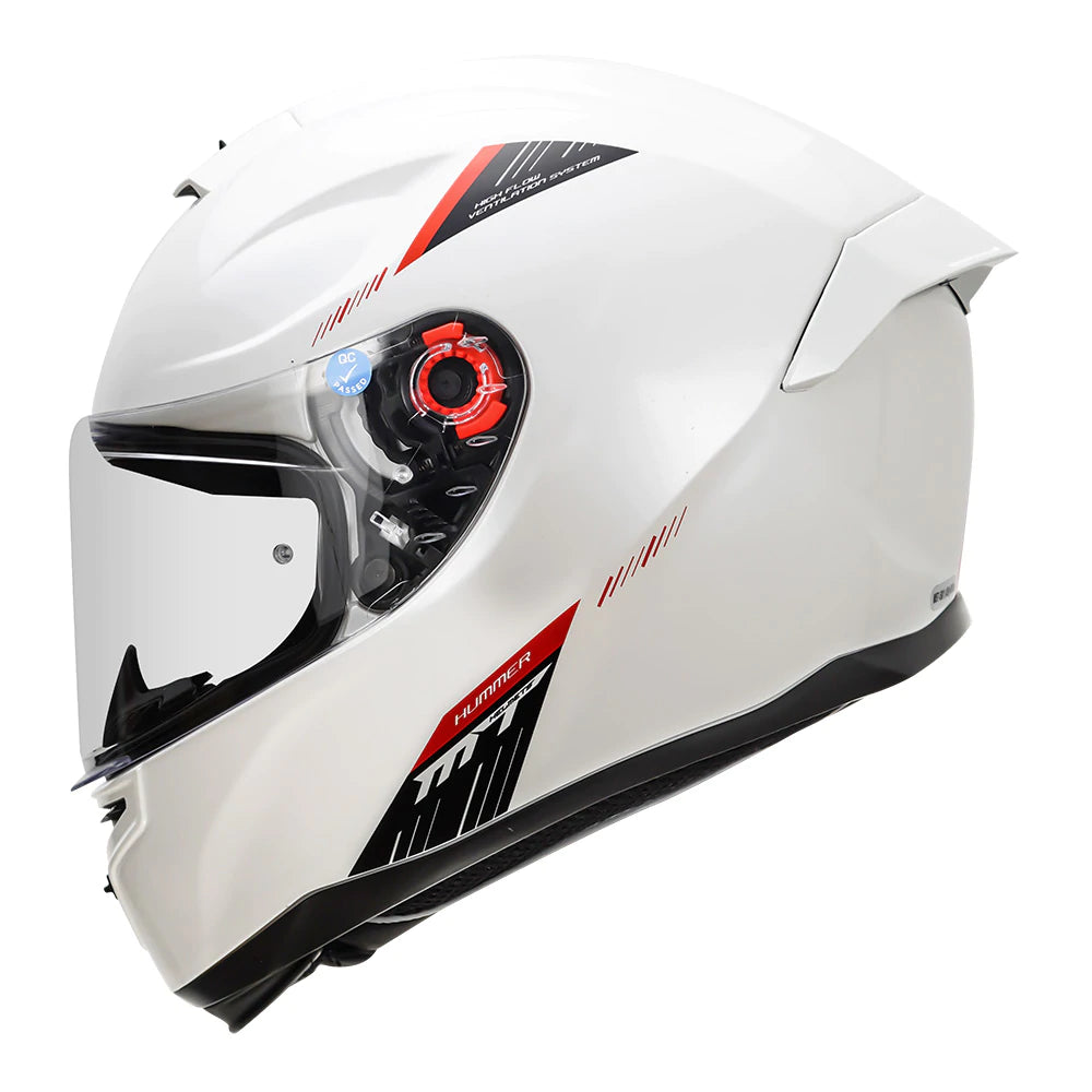MT Hummer Solid Gloss Pearl White Motorcycle Helmet