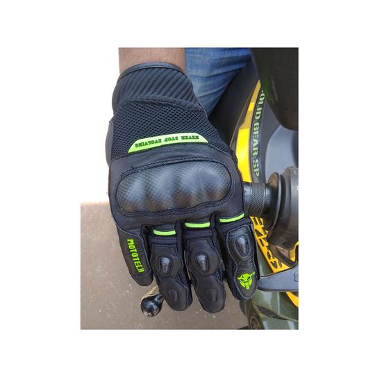 MOTOTECH  - Short Carbon Gloves Green