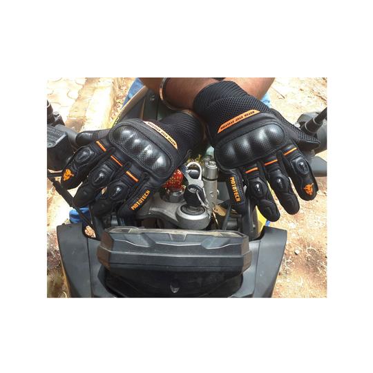 MOTOTECH  - Short Carbon Gloves Orange