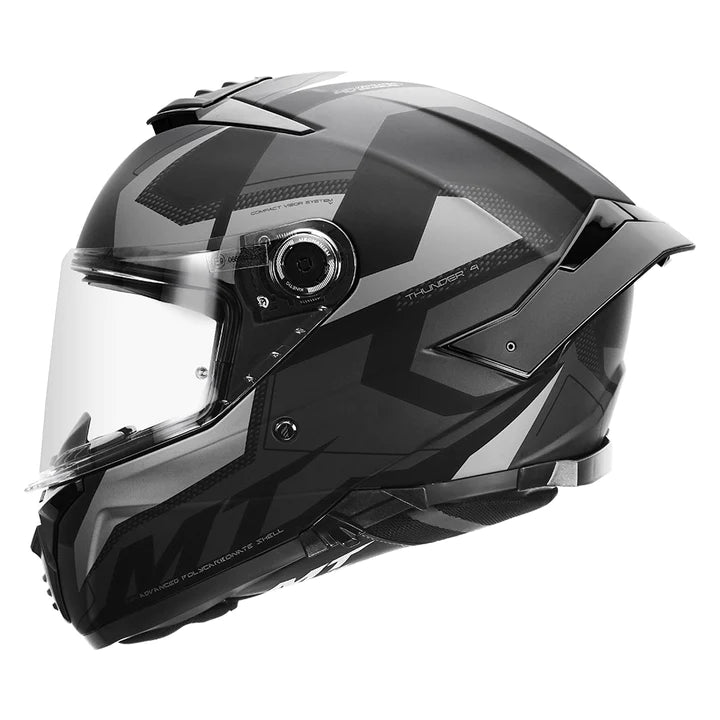MT Thunder 4 Sv Valiant Matt Grey Motorcycle Helmet