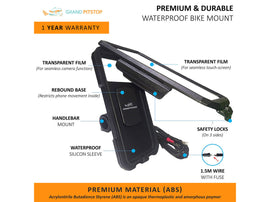 GrandPitstop - Waterproof Phone Mount With Charger  ::Black