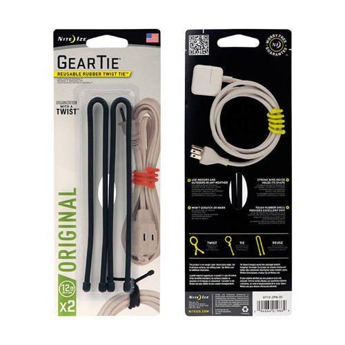 NITE IZE-GEAR TIE - RESUABLE RUBBER-12 INCH-2 PACK